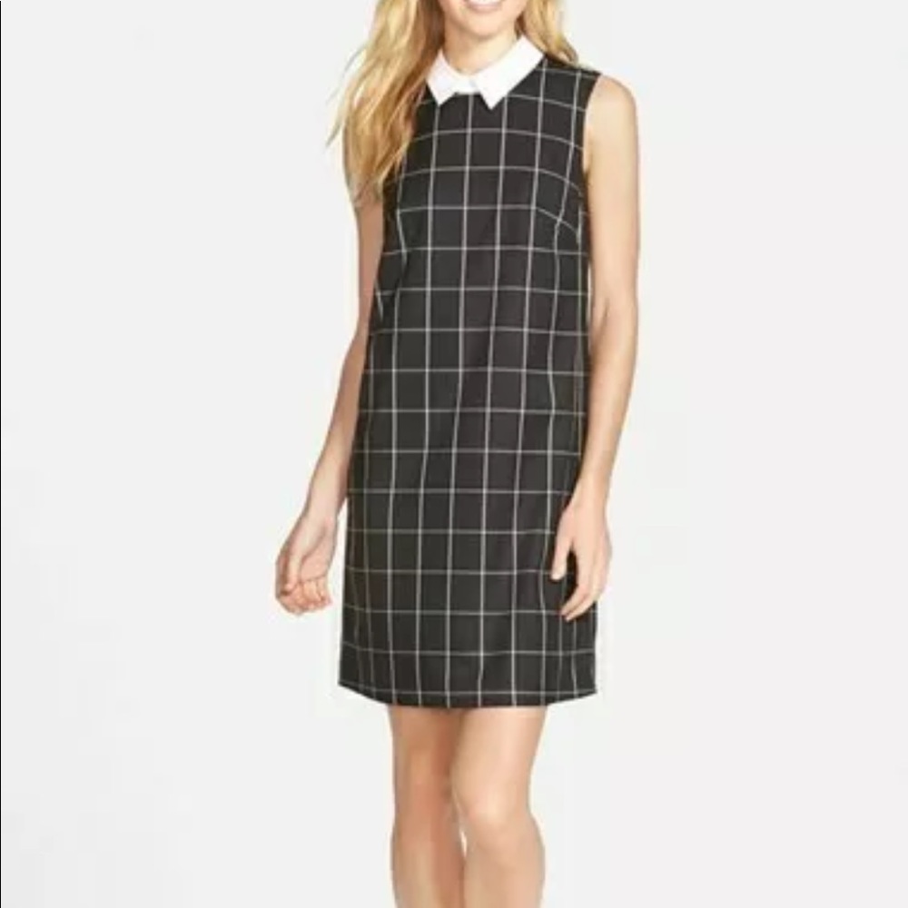 Halogen Check Shift Dress with Removable Collar Size XSmall